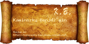 Kaminszky Benjámin névjegykártya